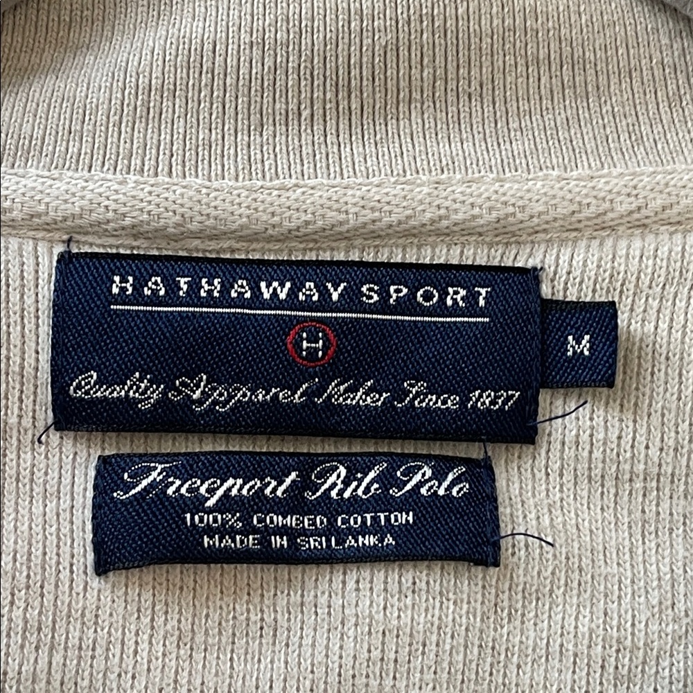 Hathaway Sport Freeport Rib Polo 100% Combed Cotton Long Sleeve V-Neck Men’s M - Picture 4 of 6